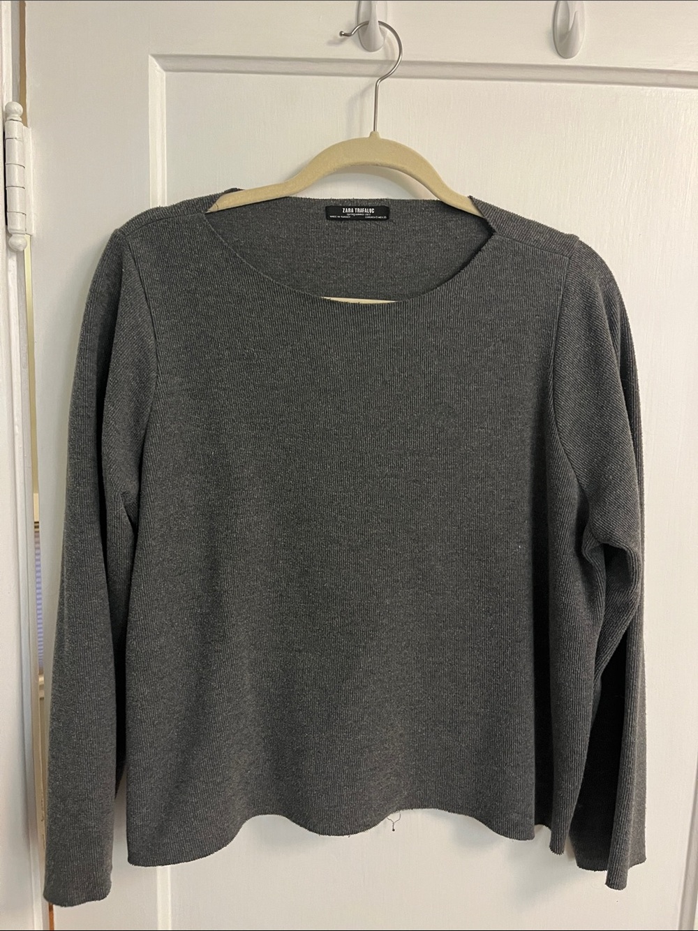 Zara Trafaluc Gray Ribbed Knit Top